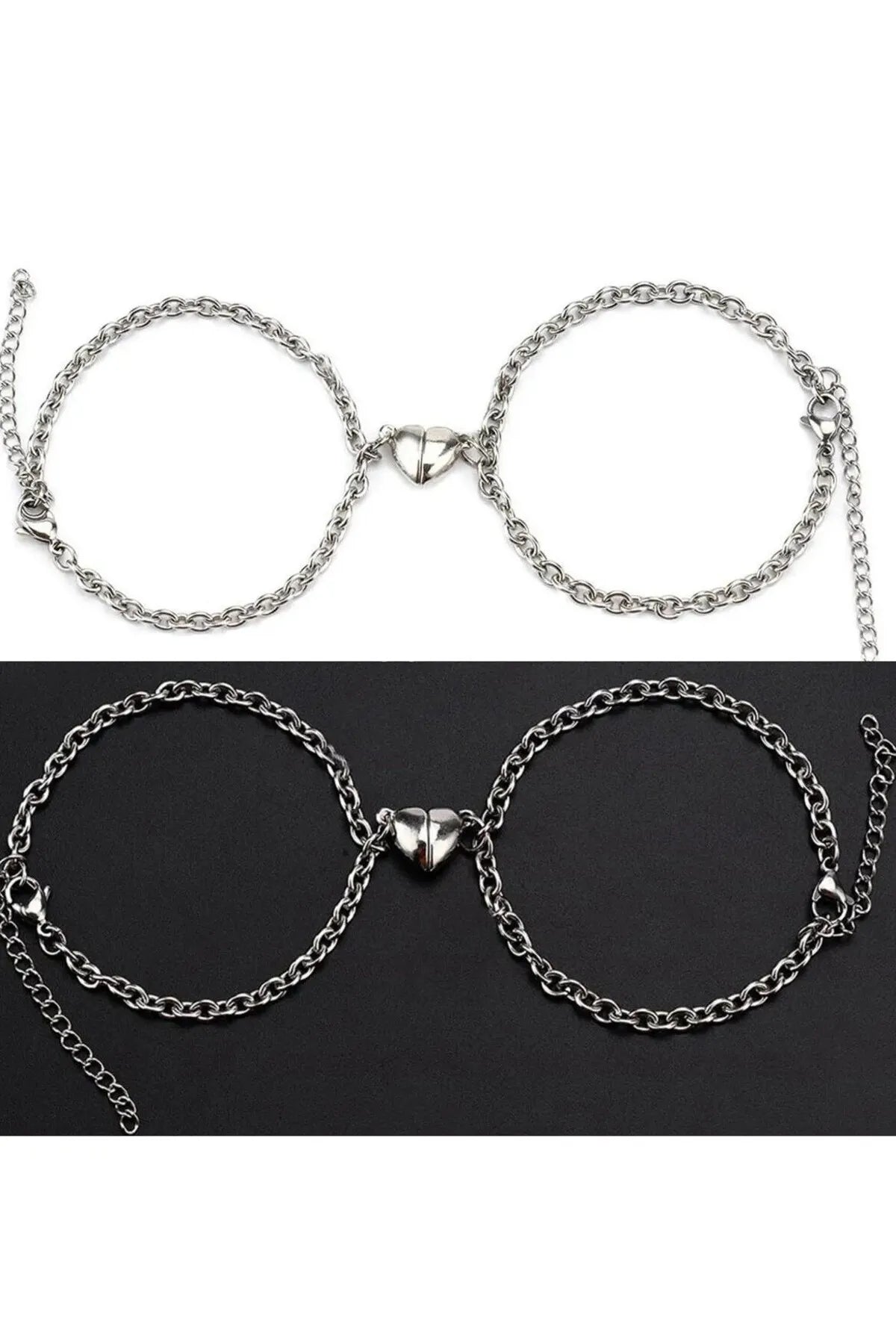 Mıknatıslı Birleşen Kalpli Sevgili Bilekliği